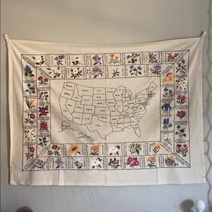 URBAN OUTFITTERS State Flower Embroidered Tapestry